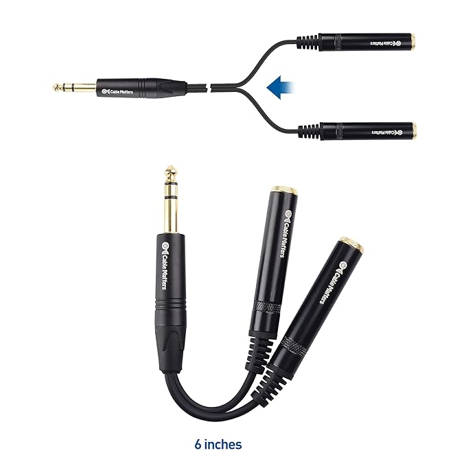 Cable Matters 2-Pack TRS macho a 2X TRS hembra 0.2m miniatura 6