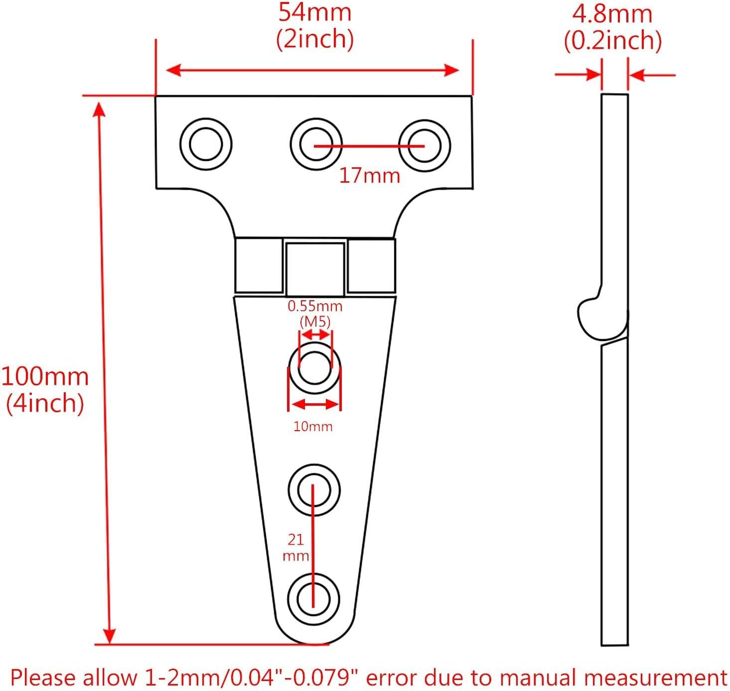 Beinuoyu BNY&H 316 Stainless Steel Heavy Duty Marine Grade T Hinge Cast Strap Hinge (4in) - Image 3