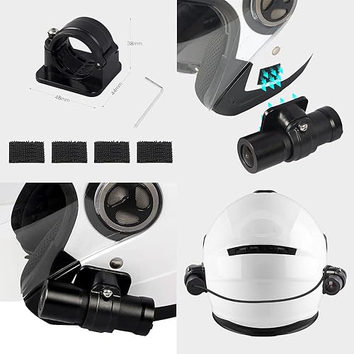 Miniatura 8 de VSYSTO Cámara HD 1080P para casco de motocicleta, cámara frontal y trasera portátil para exteriores, visión nocturna, cámara de acción impermeable