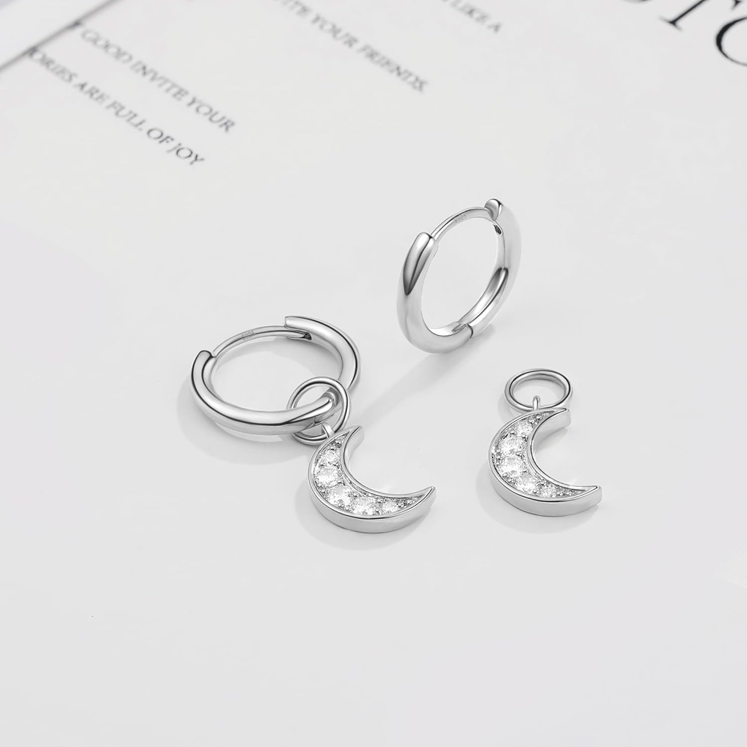 DAILY VIBES Cute Dangle Huggie Earrings for Women 925 Sterling Silver Post Dainty 14K Gold Plated Mini CZ Butterfly Star Cross Heart Charm Drop Cartilage Small Hoop Earrings - Image 6