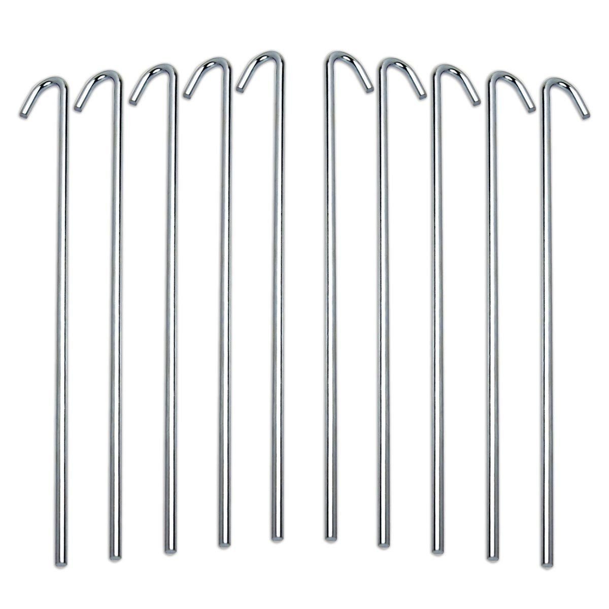 10 pcs/Pack 9 inches Length Tent Garden Stakes Heavy Duty Galvanized Steel Pegs Rust-Free for Camp Tarp