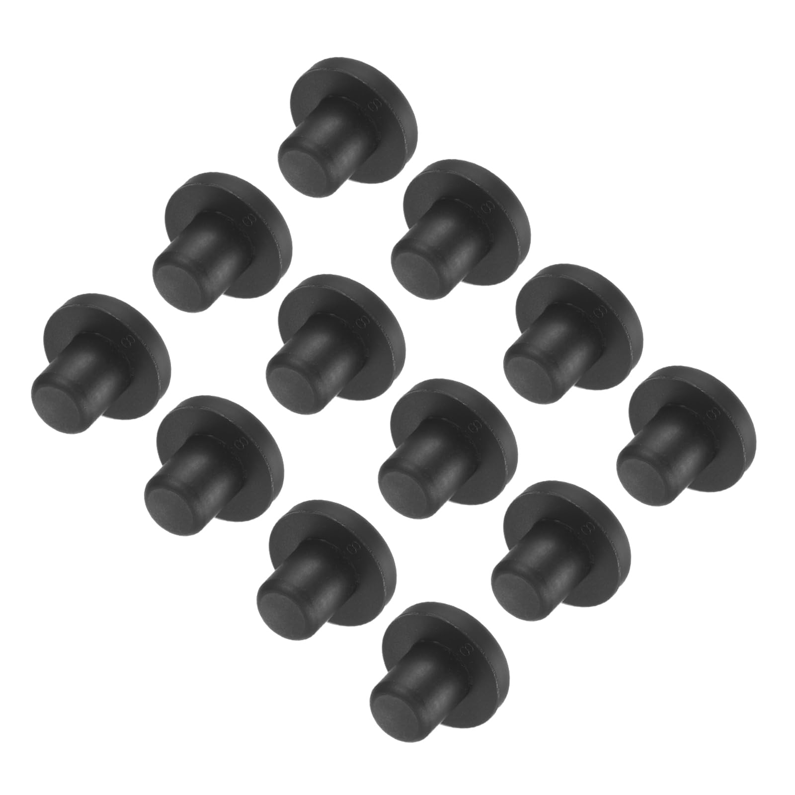 uxcell High Temp Silicone Plug Mount Dia 8mm/0.31 inch t Shaped Rubber Stopper Hole Plugs for Powder Coating Plating Waterproof Plugs Sealing Plugs Black Pack of 12(OD 15mm)