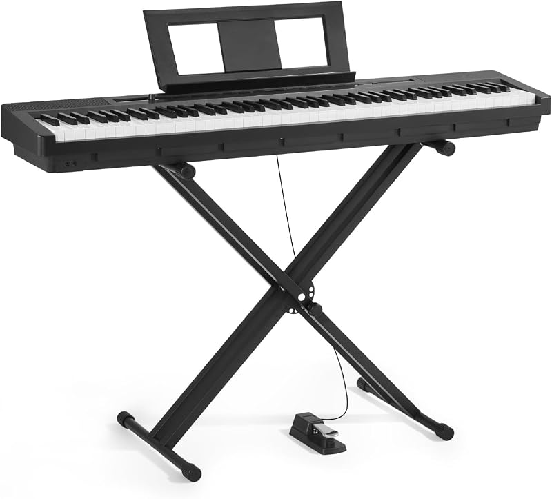 Weighted Digital Piano, 88 Keys Fully Weighted, Electric Piano Dual Keyboard & Speakers with X Stand, Sustain Pedal, Recording Function, 280 Tones, Wireless Connection, for Beginners, Black
