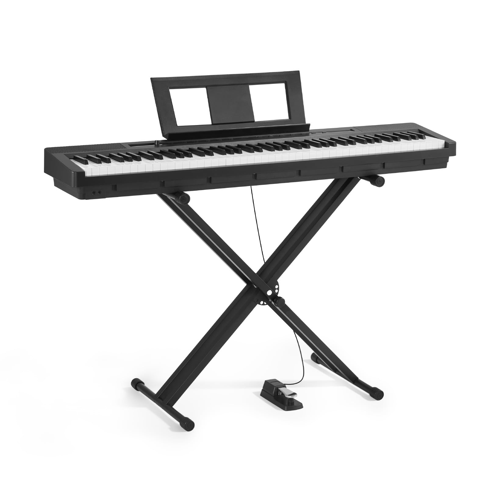 VEVOR Pianoforte Digitale a 88 Tasti, Tastiera Pianoforte con Altoparlanti, con Supporto a X, Pedale Sustain, Funzione di Registrazione, 280 Toni, Connessione Wireless, per Principianti, Nero
