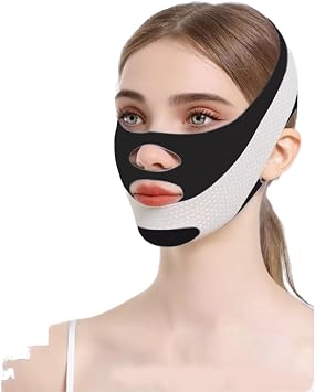 V Line Lifting Mask Chin Strap for Sleeping Reusable,Face Lift Tape Face Slimmer for Women,Jaw Trainer(Pink. Black. Blue) Variety of Options.(Black,2PCS)