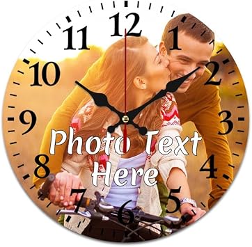Personalized Custom Clocks with Picture, Design Your Own Clocks for Walls, Add Photo Text Logo Clock Customized Round Silent Clock for Kitchen Bathroom Living Room PVC, 10 Inch