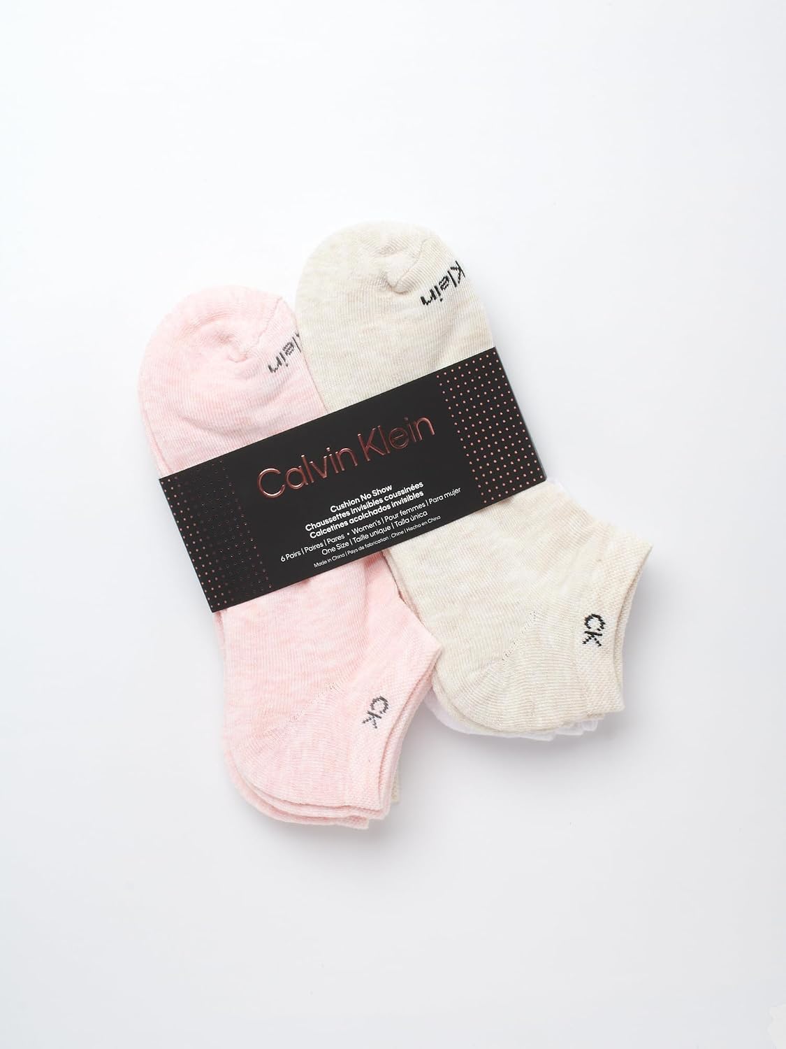 Calvin Klein Womens No Show Socks - 6 Pack Breathable Cotton Blend Athletic Performance Low Cut Running Socks for Women