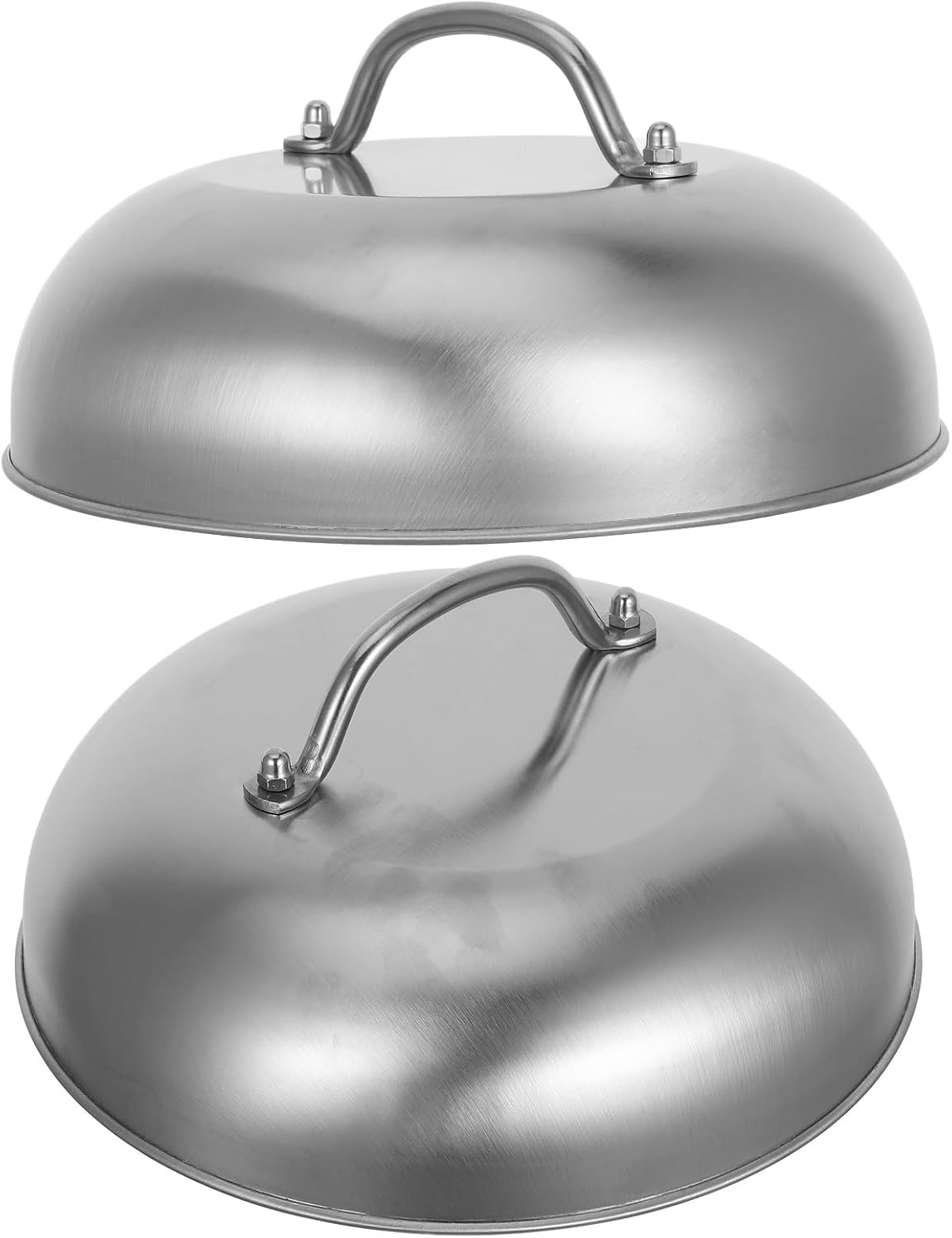 DOITOOL 2pcs 9-inch Stainless Steel Pot Lids round Dome Covers Heavy Duty 430 Stainless Steel Skillet and Grill Pan Replacement Covers for Cooking and Bbq