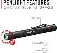 Vista 8 de COAST HP3R - Linterna LED recargable de 500 lúmenes con enfoque giratorio, color negro