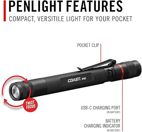 Miniatura 8 de COAST HP3R - Linterna LED recargable de 245 lúmenes con foco giratorio
