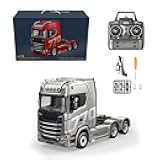 OBIOCKIDAY 1/18 6x4 770S Heavy Duty Tractor RC Semi Truck, 2.4G Full-Proportional Remote Control Semi-Trailer Truck with Lights, 2.7KM/H RC Construction Vehicle Toy Gift -RTR