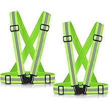 Reflective Vest Running Gear, 2Pack High Visible Safety VES for Cycling Jogging Running Walking, Adjustable for Men Women Kids
