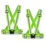 Reflective Vest Running Gear, 2Pack High Visible Safety VES for Cycling Jogging Running Walking, Adjustable for Men Women Kids