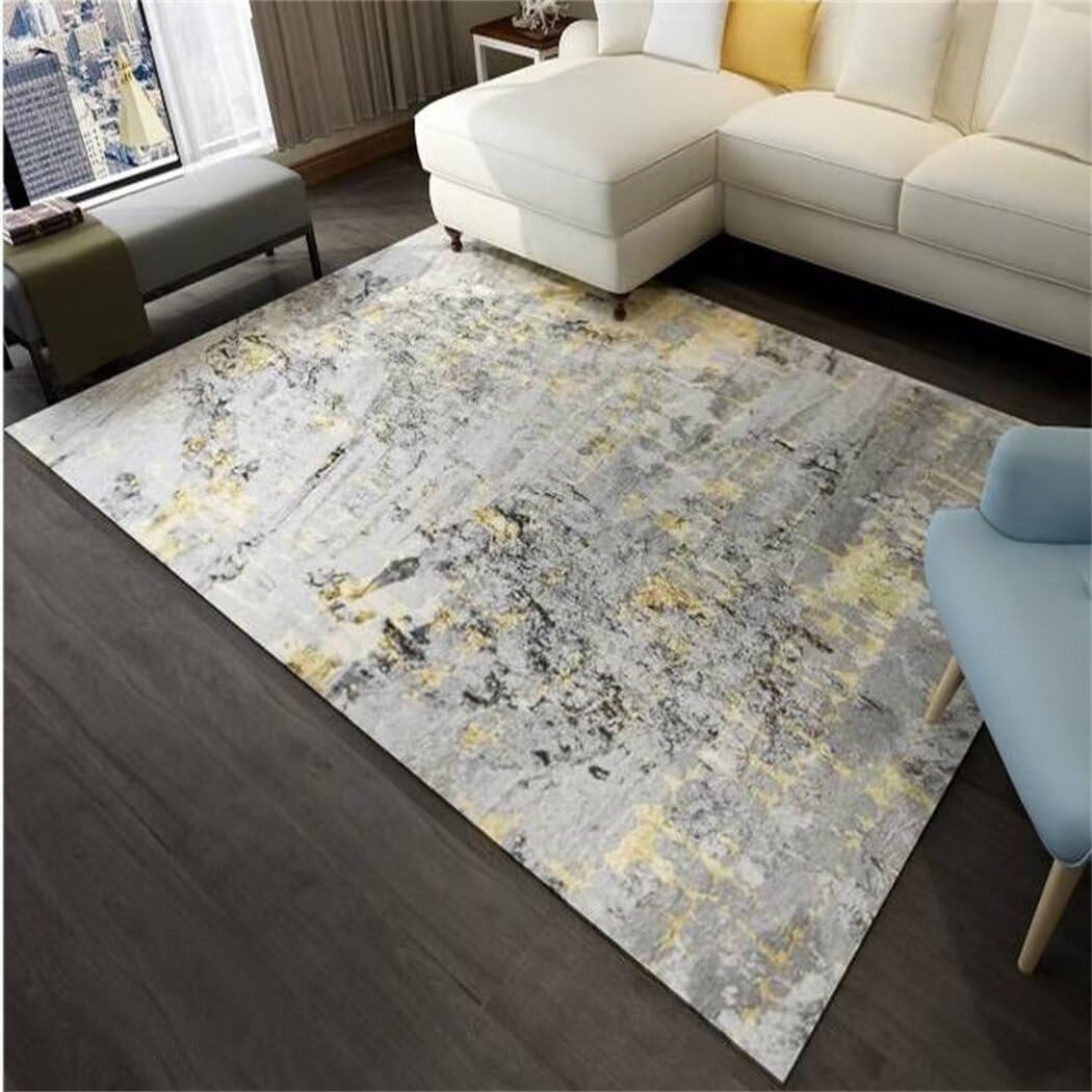 Tapis résistant aux taches gris 200x280cm antidérapant contre les glissades en salon et chambre