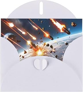 White Greeting Card Asteroid Impact Picture for Christmas, Children's Birthday, Valentine's Day, and Party Invitation