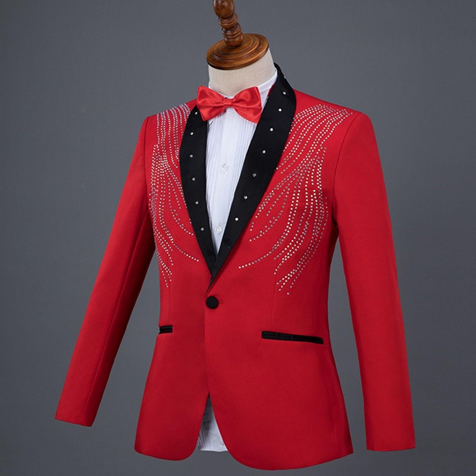 Completo Doppiopetto da Uomo 2 Pezzi Slim Fit Smoking Giacca e Pantaloni Vestito Set per Matrimonio Business Prom