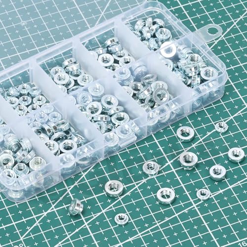 Glarks 220pcs M3 M4 M5 Verzinkerte Selbstklemmmutter Kit, 304 Edelstahl Rundkopf Nietmutter, Knurled Selbstklemmmutter Befestigungsmittel