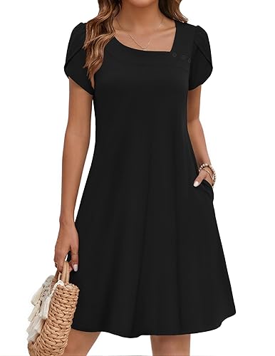 ZEAGOO Summer Dresses for Women 2026 Sundress Short Petal Sleeve