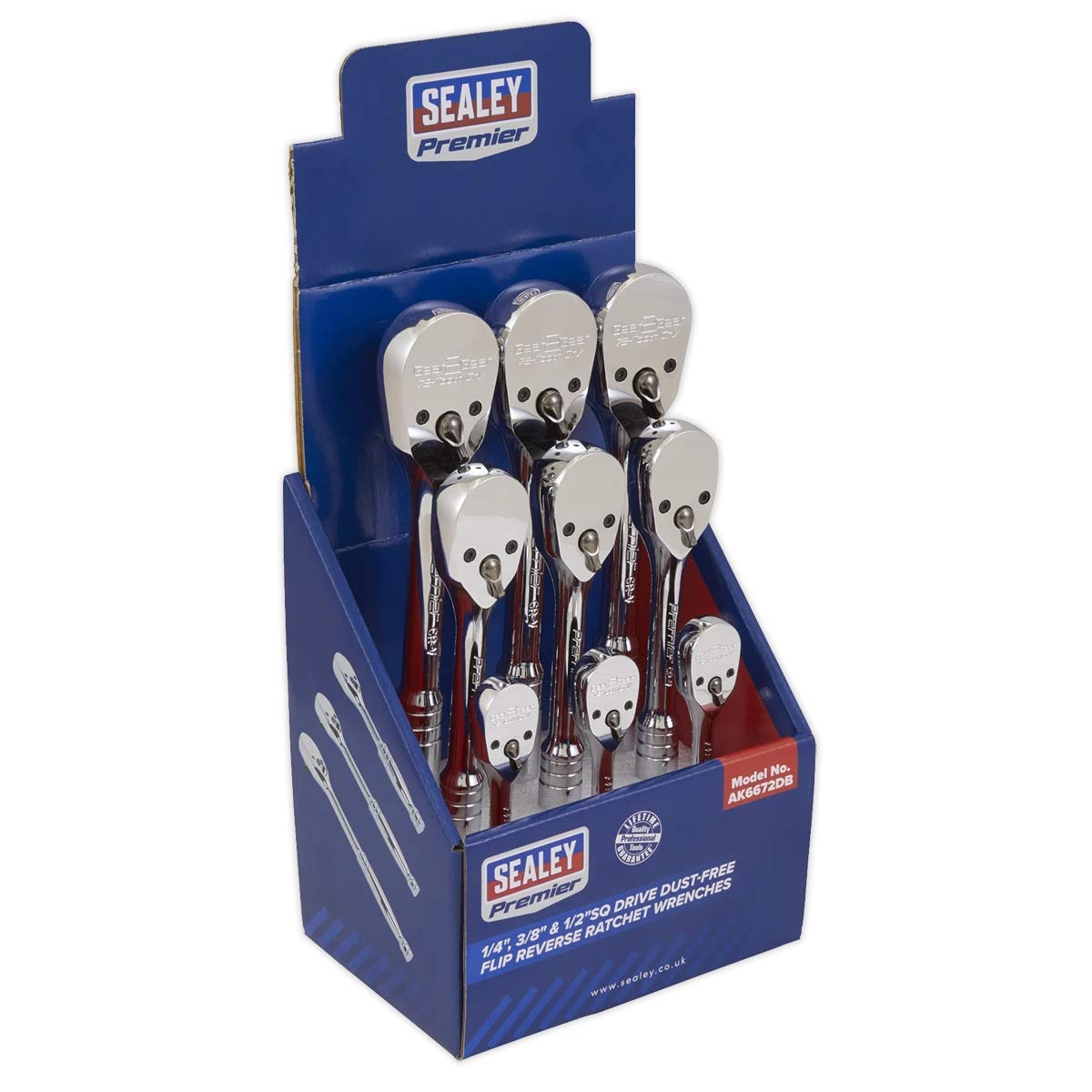 Sealey AK6672 Pear-Head Flip Reverse Ratchet Wrench Set, 9 Pieces  
