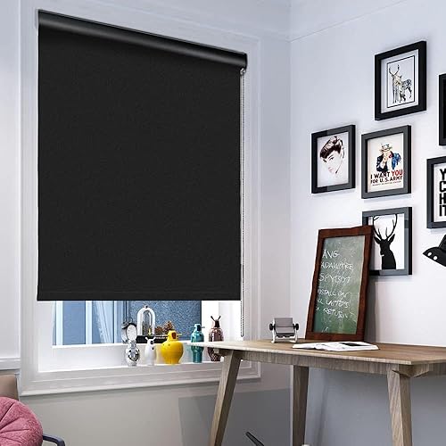 Miniatura 2 de KCO Persianas enrollables opacas para ventanas con cubierta de cenefa, protección UV, tela impermeable para el hogar, dormitorio, ventanas de