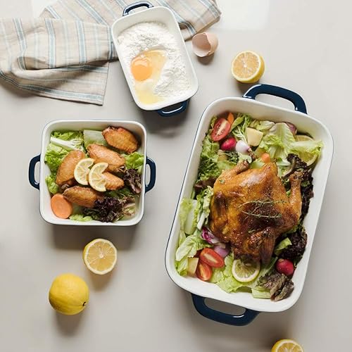 Miniatura 5 de Sweejar Juego de utensilios de cerámica para hornear, platos rectangulares para cocinar, cocina, cena de pasteles, banquetes y uso diario, cacerola