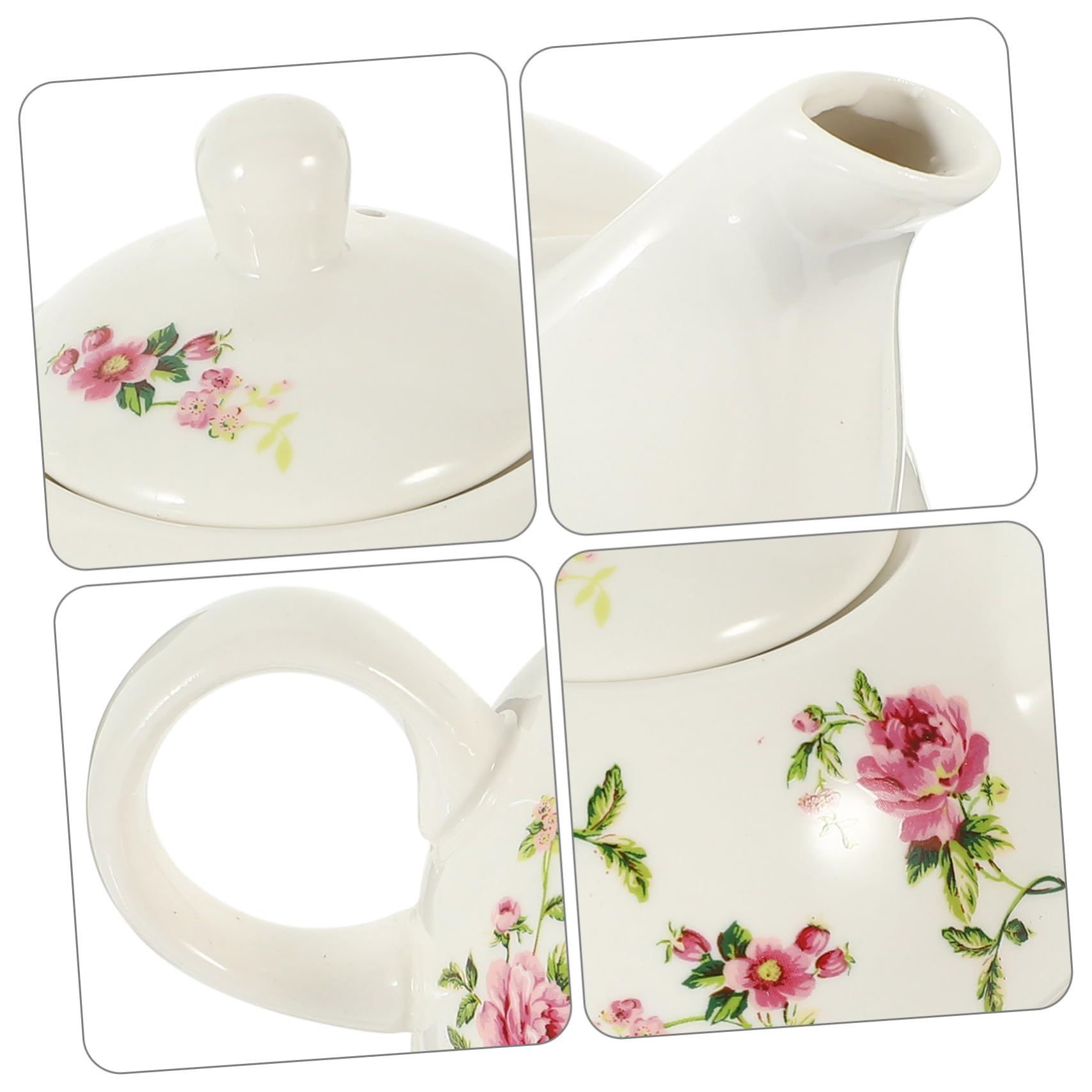 Service à Thé et Tasse en Céramique Blanc, 1 Set, Style Antique