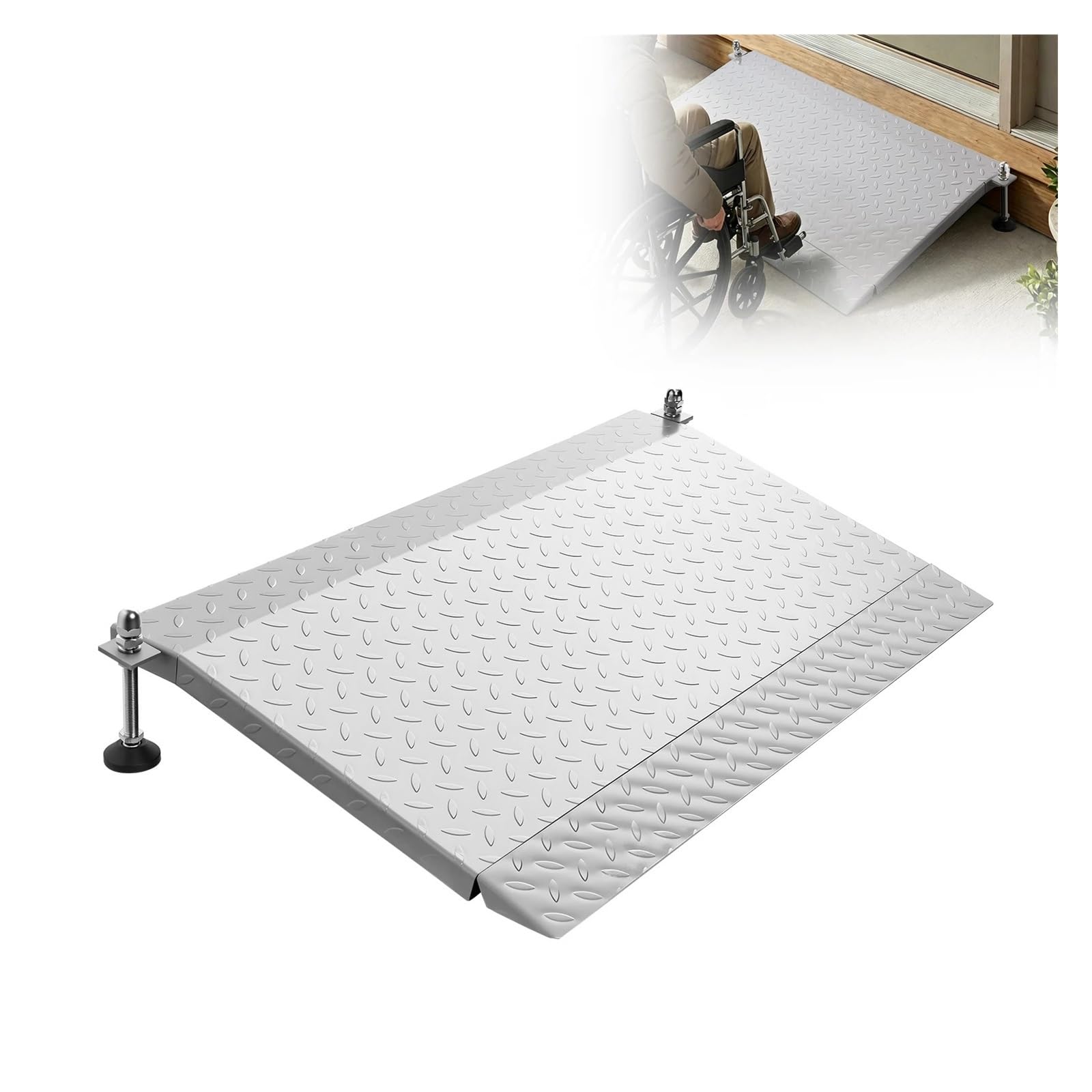 Rampe fauteuil roulant aluminium pour marches de maison et seuil