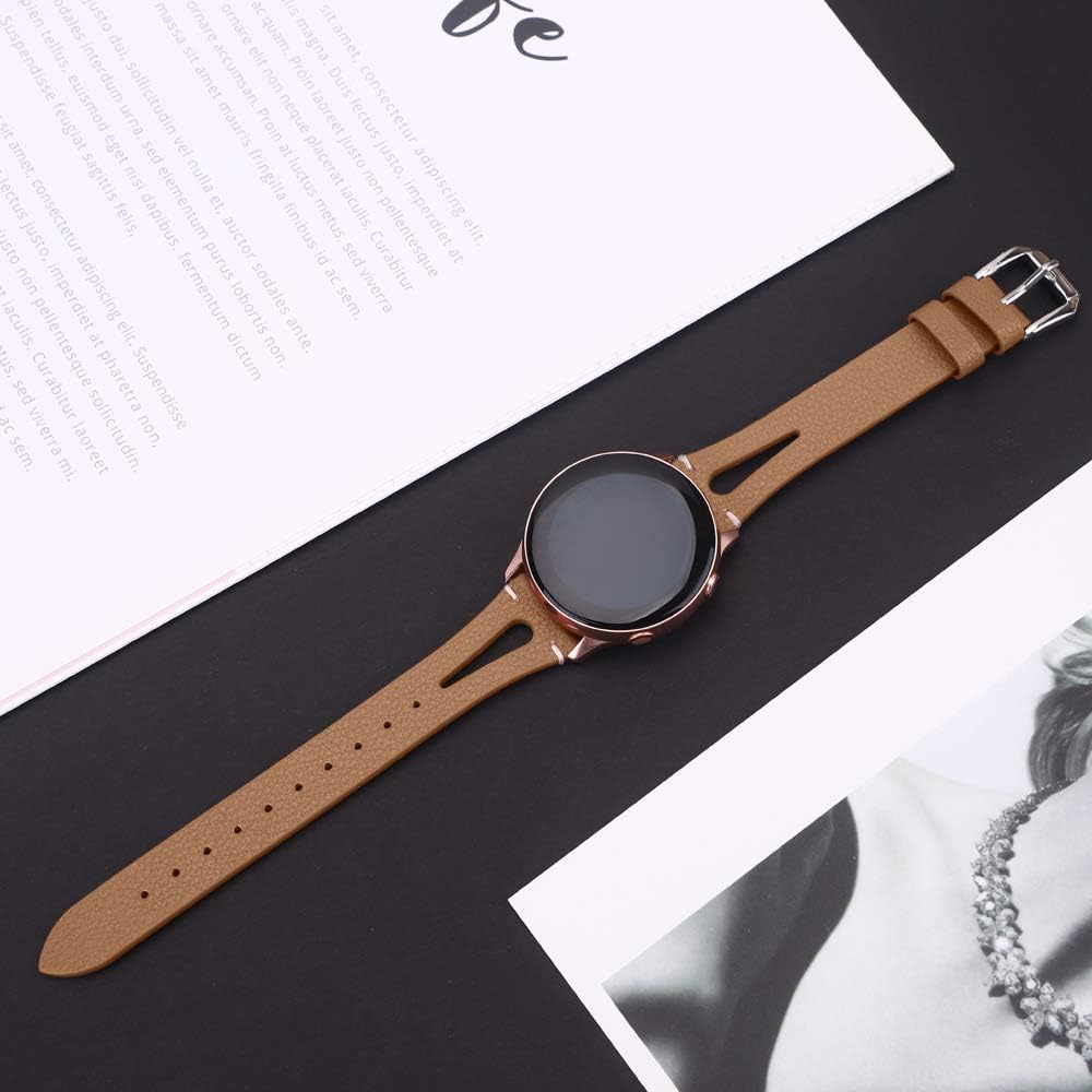 EZCO Leather Bands Compatible with Samsung Galaxy Watch Active 2 / Active / Galaxy Watch 3 41mm / Gear Sport, Soft Genuine Leather Watch Band Strap Replacement Wristband Accessories Women Man