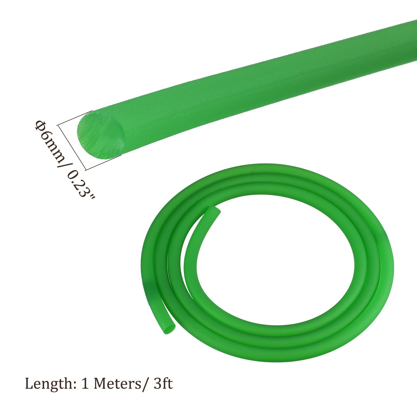 Correa Redonda de Uretano de Alto Rendimiento 1m x 6mm Correa de Transmisión de PU Verde