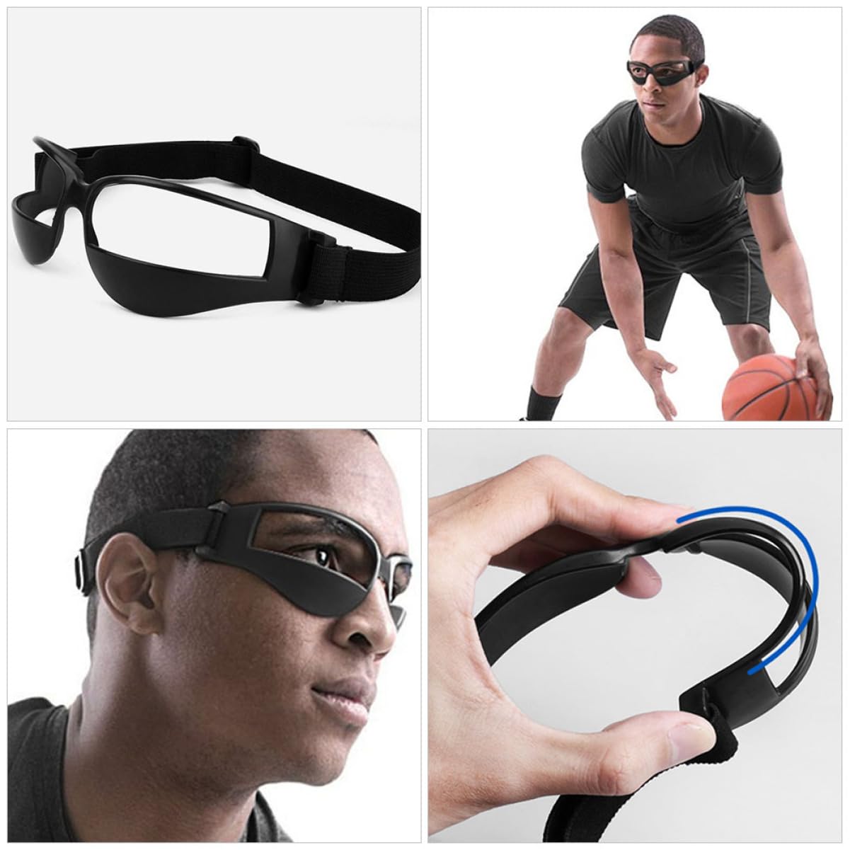 Kisangel 3piezas Gafas De Baloncesto Ajustables Para Entrenamiento Gafas Deportivas Portátiles Sin Lentes Protección Para Regatear Adecuadas Para Adolescentes y Adultos
