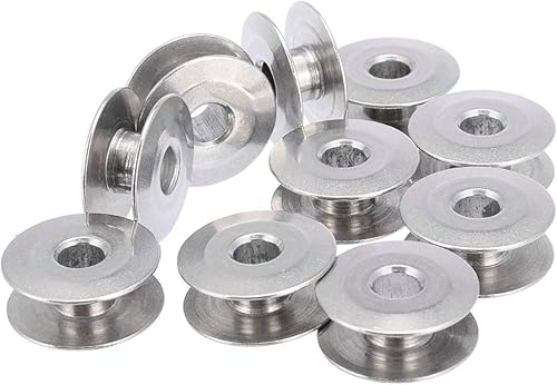 Queenbox Bobinas de aluminio industriales de 0.827 in para máquinas de coser Singer Brother, 10 Uds