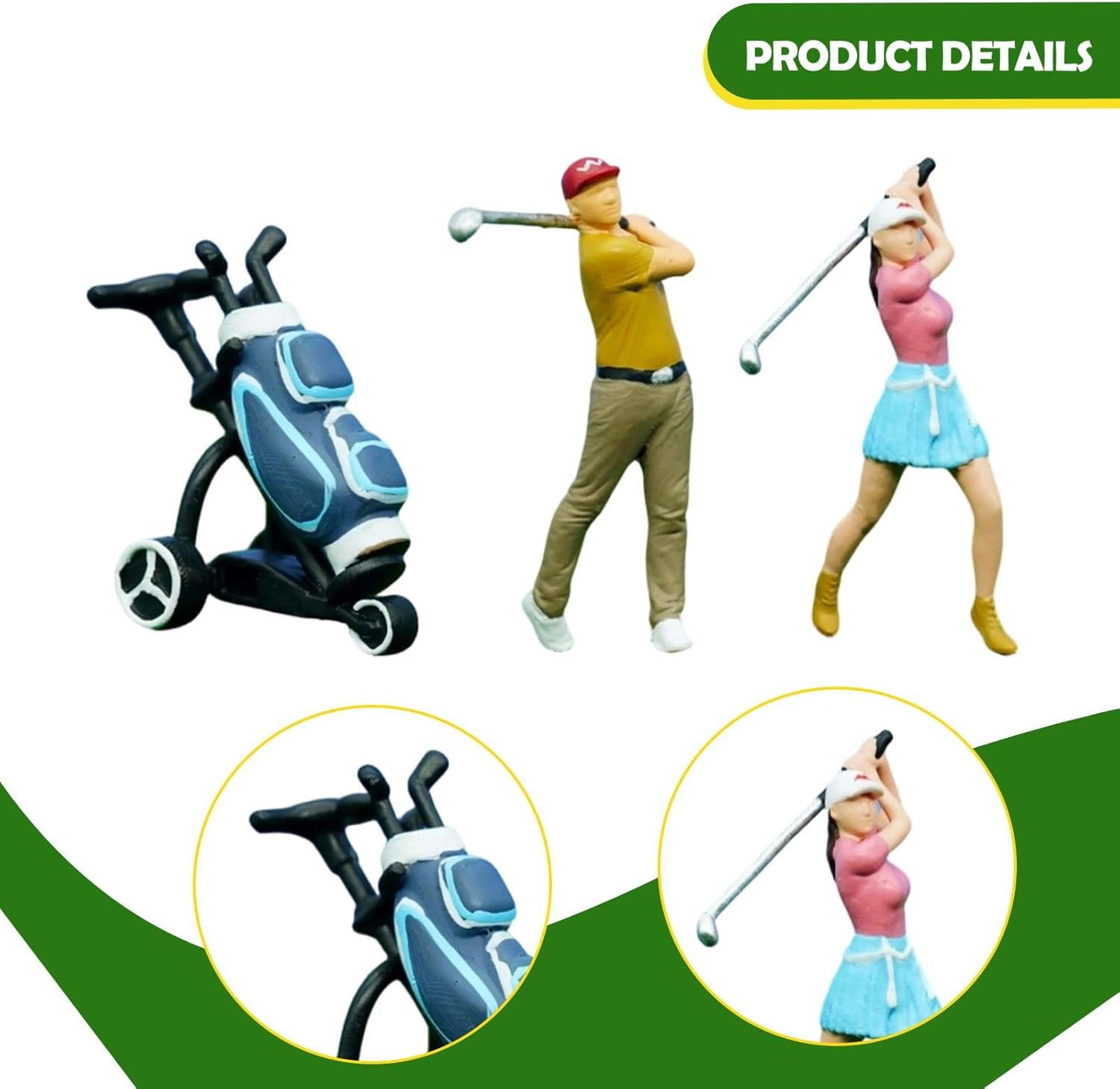 1:64 Scale Tiny People Diorama Scenery Micro Landscape Accessories Golf Figurines Set Miniature