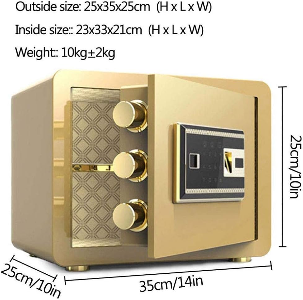 Digital Box,Large Capacity Steel Security Deposit Boxes with Keys and Fingerprint,Home Office Money Cash Documents Electronic Storage Cabinet Safes,10X14X10 in Safe