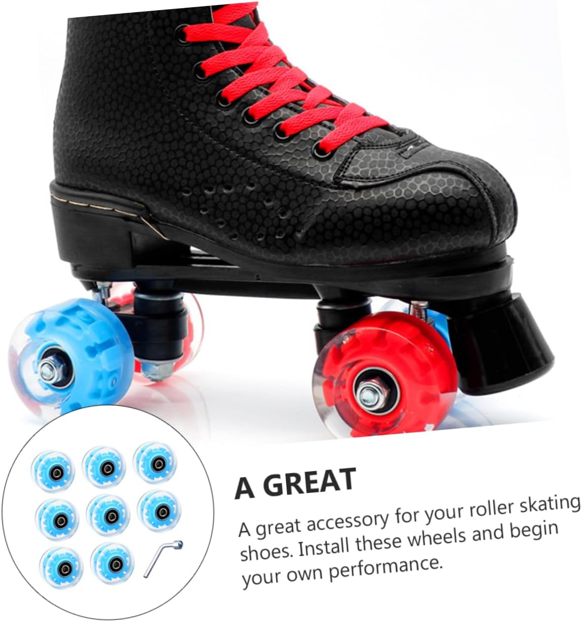 1 Set Light Up Roller Skate Wheels Premium PU Wheels with Bearings for Skating for Street Skateboards Enhance Comfort Performance