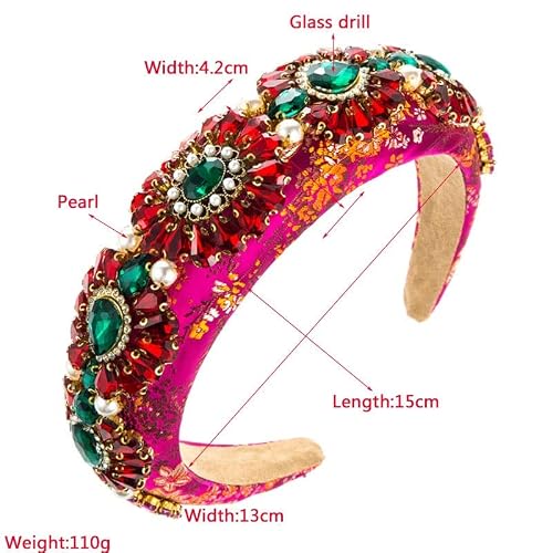 Walnut Sponge Rhinestone Court Headband For Womenexaggerated Crystal Heavy Headdress Hair Accessories (Color : B) #TOP1