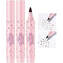 Freckle Pen, Natural Lifelike Freckle Makeup Pen Magic Freckle Color, Waterproof Long Lasting Soft Point Pen for Natural Easy Tanning Makeup Light Brown+Dark Brown