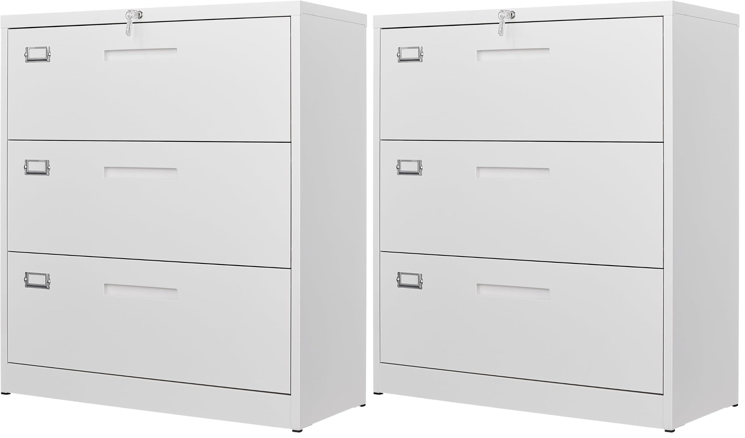 Letaya 3 Drawer File Cabinets with Lock,Metal Lateral Filing Cabinets for Home Office Organization Hanging Storage Letter/Legal/F4/A4(Assembly Required) (Pack of 2)