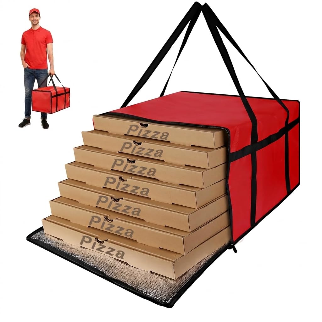 Grand Sac Isotherme 50x50x35,5cm Sacs Isotherme Grand Sac à Pizza Thermique 85L Sacs de Livraison de Nourriture Pochette Thermique Pizza Grande Glacière Pliable pour Faire Les Courses