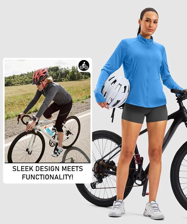 Bikewa Women's UPF 50+ Bike Shirts Lightweight Full Zip Long Sleeve Biking Jackets UV Sun Protection Quick Dry Cycling Jersey for Men(Sky Blue,L) by Bikewa - Image 6