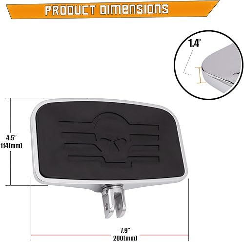 Miniatura 5 de Estriberas de piso delantero y trasero para Honda, Suzuki, Triumph, CAN-AM, ala dorada (calavera 7.9 x 4.5 pulgadas, plateado)