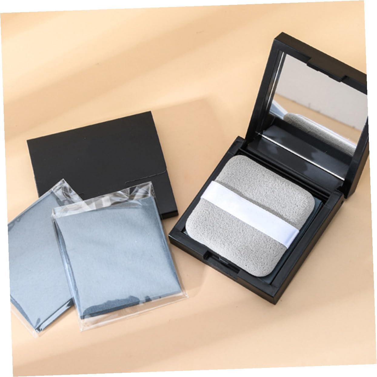 Oil Control with Portable Mirror and Puff Face Oil Absorbing Blotting Papers for Oily and Combination Skin Control and Pore Absorption Convenient Makeup Touch Up Tool
