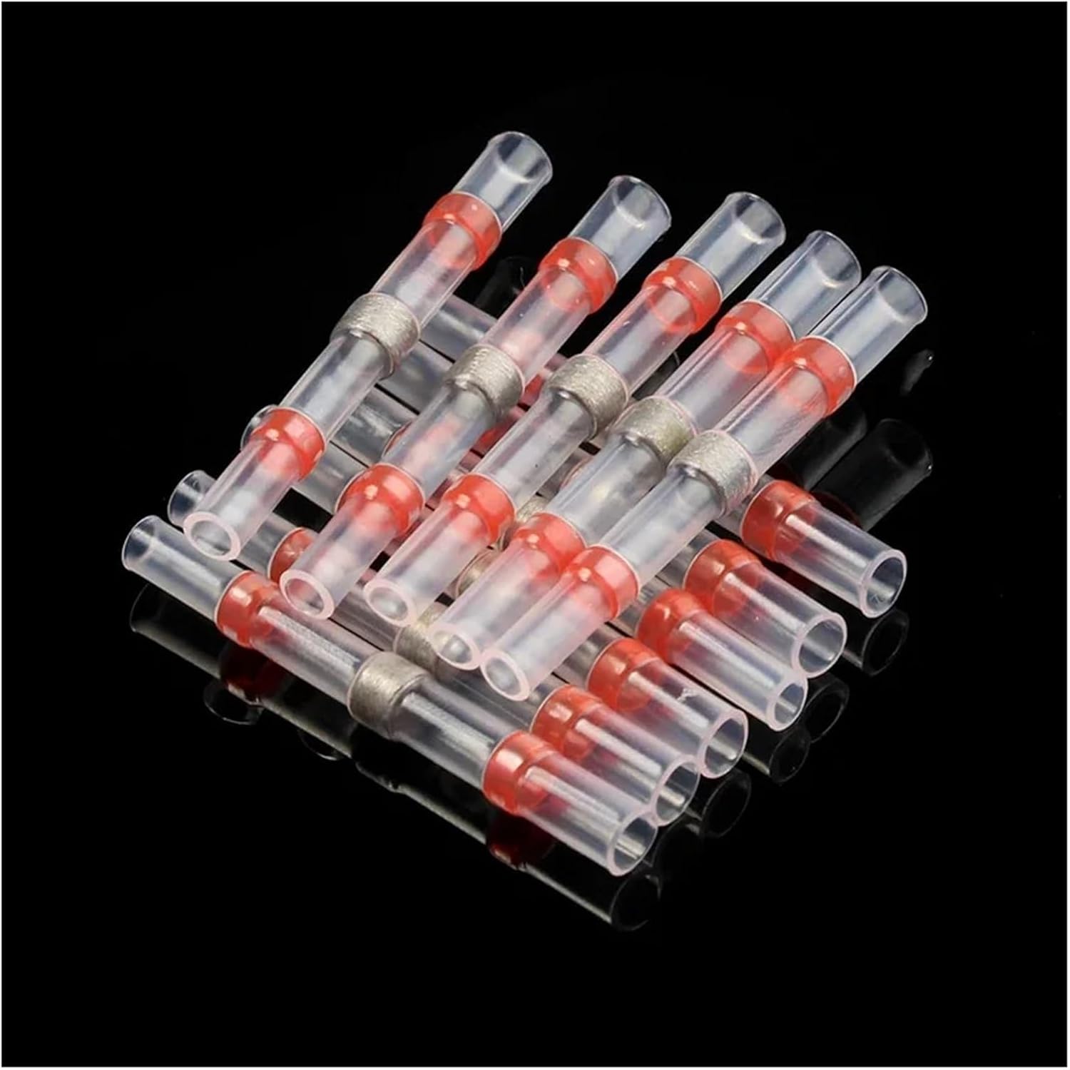 Solder Seal Wire Connectors 100/500/1000PCS Waterproof Solder Seal Sleeve Splice Terminals Copper AWG22-18 Red(100PCS)