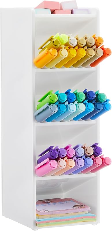 Organizador vertical de acrílico MotiMind para canetas e marcadores, 5 compartimentos, branco