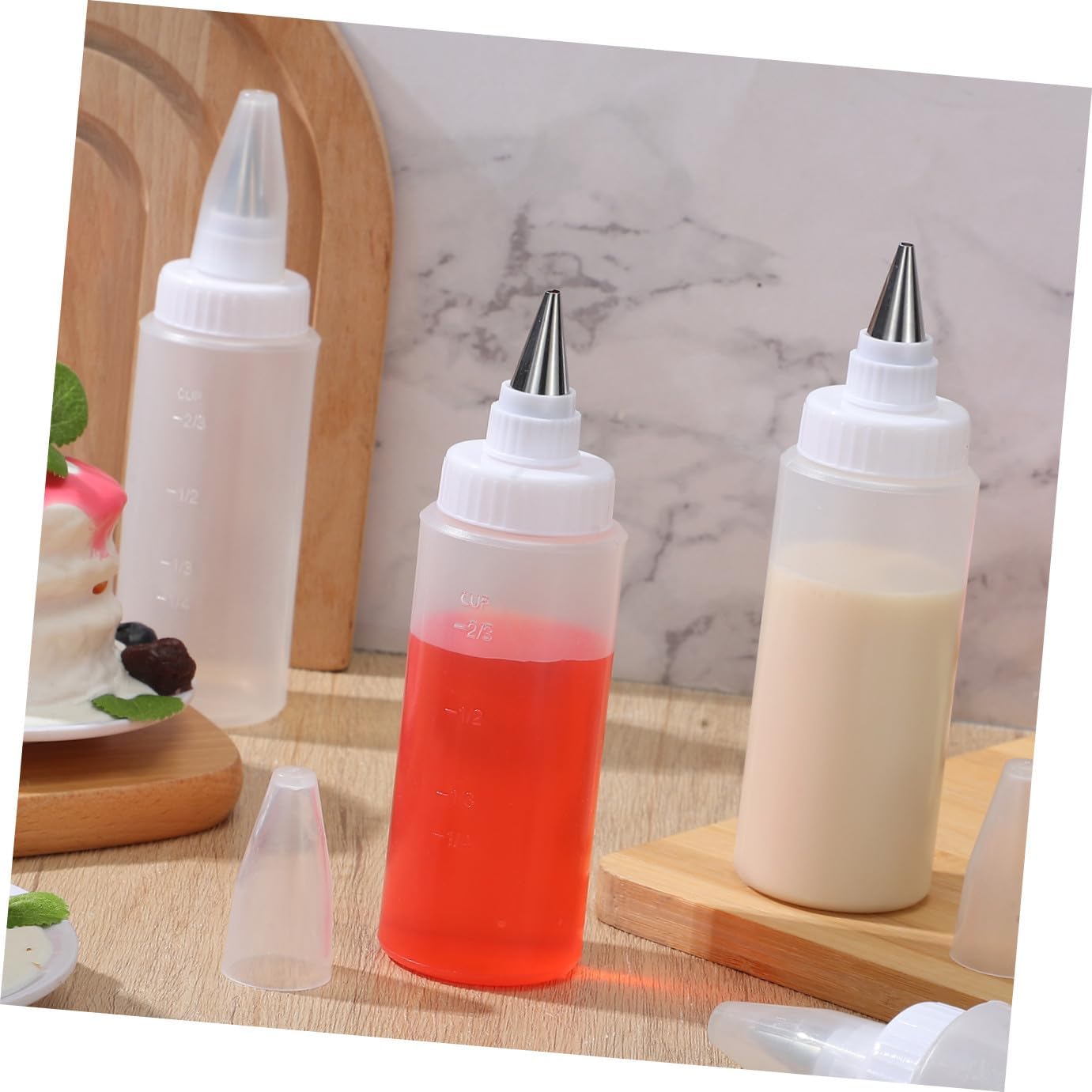 4pcs PP Small Squeeze Bottles for Cake Decorating Xmas