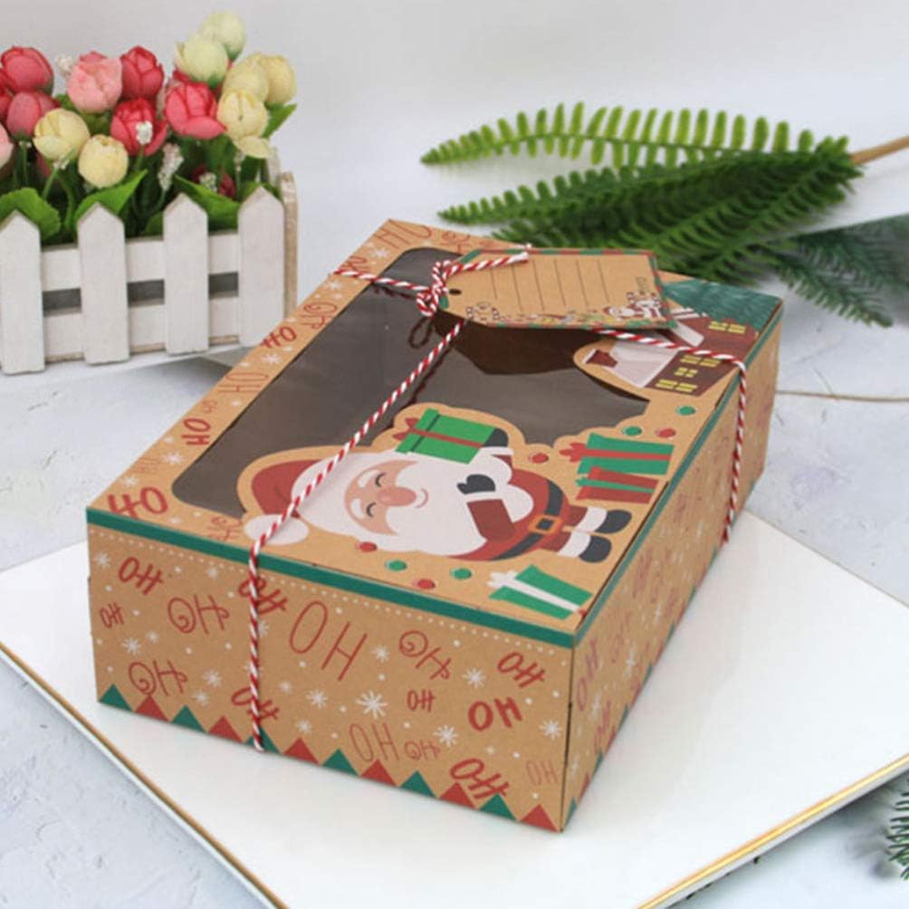SOIMISS Xmas Sweets Boxes Paper Gift Boxes PVC Window Gingerbread Biscuit Boxes 6PCS, Transparent - Image 3