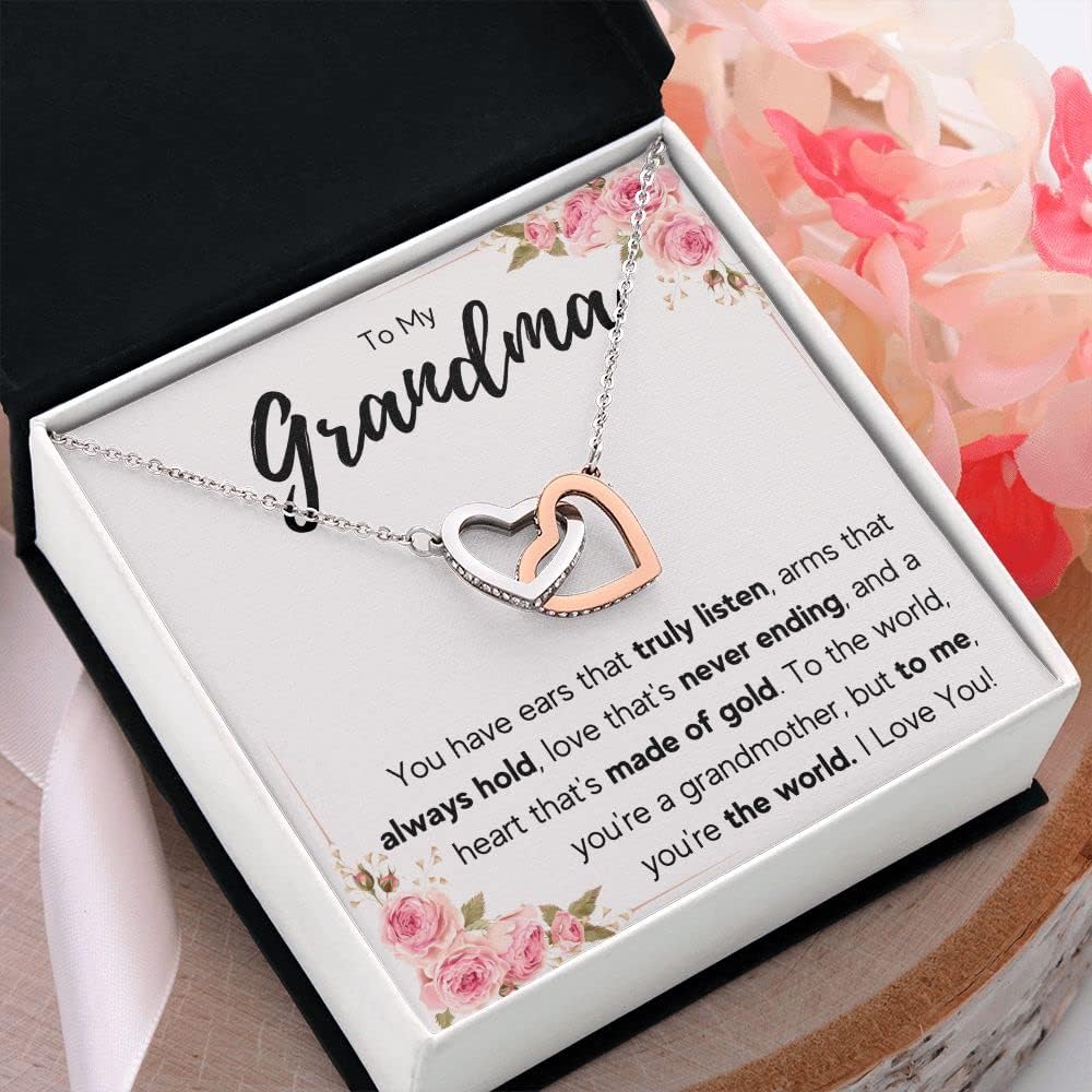 Grandma Gifts From Granddaughter Christmas Mothers Day Birthday Necklace Gift From Grandson To My Grandmother Pendant Jewelry Present with Message Card and Gift Box