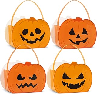 ZOIIWA 12 Pieces Halloween Pumpkin Gift Candy Boxes Halloween Paper Bags Party Favor Treat Boxes Trick or Treat Boxes Table Centerpiece Decorations for Kids Adults Halloween Party Supplies