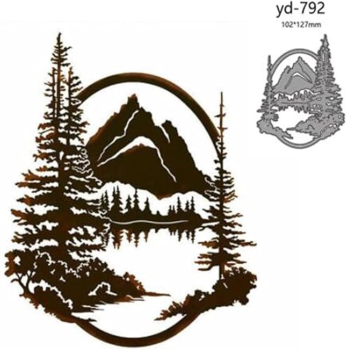 Miniatura 3 de Plantillas troqueladas de metal para árbol de Navidad, diseño de árbol de Navidad, troqueles de corte de montaña, plantillas de bricolaje para