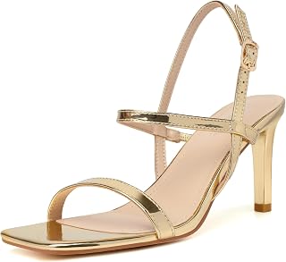 Heels for Women Strappy Sandals Square Open Toe High Heel Sandals Ankle Strap Stiletto Heels for Party Wedding