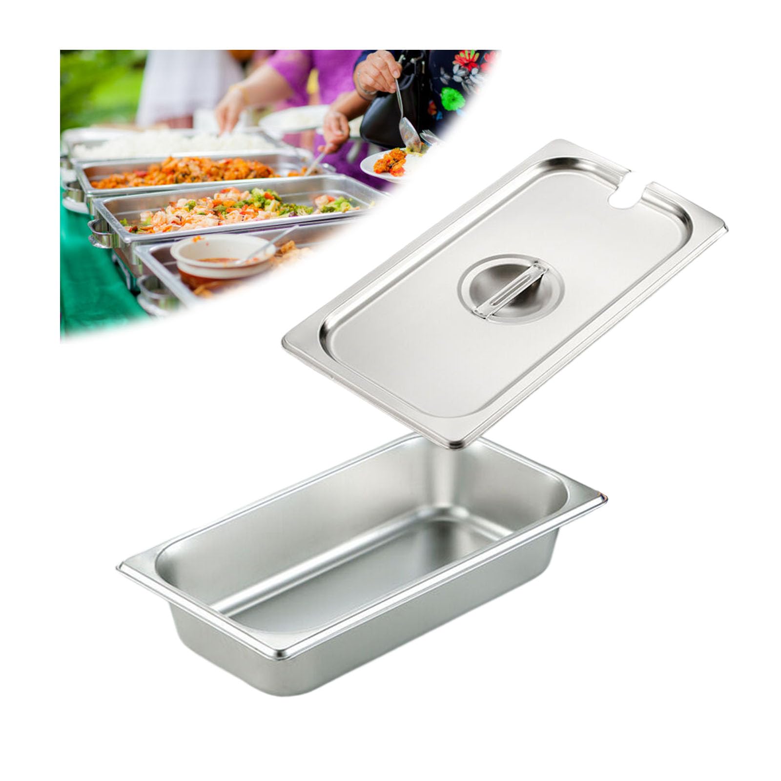 Apilable Recipiente Gastronorm,Contenedor GN Rectángulo,Sartenes Profundas De Hotel Bandeja De Acero Inoxidable,1/3（32.5 * 17.5cm）,6.5cm